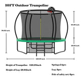 10FT Pumpkin Trampoline, Outdoor Trampoline with Basketball Hoop, Enclosure Net and Ladder W1163P148156