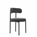 Grey Boucle Dining Chairs Set of 2,Mid-Century Modern Curved Backrest Chair,Round Upholstered W2533P170094
