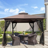 ZNTS 10x10 Outdoor Patio Gazebo Canopy Tent With Ventilated Double Roof And Mosquito net 28547596