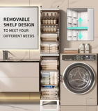 Small Narrow Storage Cabinet with Doors and Shelves Slim Waterproof Bathroom Storage Organizers 56529672