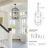 (Same as W1340142527/L1018-B) 8-Lights Black Lantern Tiered Pendant Light Fixtures, Industrial W1340P206662
