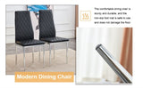 Grid armless high backrest dining chair, black chair and 6-piece set of electroplated metal legs, W1151107275