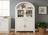 71" Tall Arched Kitchen Pantry Cabinet with Glass Door, Farmhouse Storage Pantry Cabinet with W2917P384735