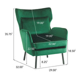 Wing Back Velvet Accent Chair, Modern Living Room Armchair Comfy Upholstered Single Sofa Chair for N765P197510N