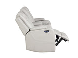 BENZ LED & Power Reclining Loveseat Made With Faux Leather in Ice Beige G150109058