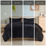 Full/Queen Shaggy Long Fur Comforter Mini Set B03595934