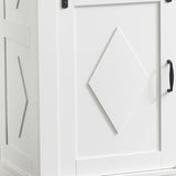 39" Sliding Barn Door Buffet Sideboard Cabinet Coffee Bar with and 2 Drawers, Coffee W2948P245259