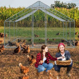 20 x 10 ft Large Metal Chicken Coop, Walk-in Poultry Cage Chicken Hen Run House with Waterproof 01979242