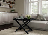 Wooden End Table, Modern Style Sofa Side Table with X-Leg Design and Two Shelves, Gray 96407881