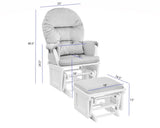 Madison Glider and Ottoman White Wood and Gray Fabric B02263779