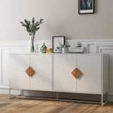 Solid wood special shape square handle design with 4 doors and double storage sideboard 75637864