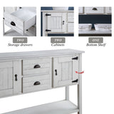 48'' Solid Wood Sideboard Console Table with 2 Drawers and Cabinets and Bottom Shelf, Retro Style W120270249