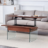 Multifunctional Lift Top Coffee Table -Dark Wood Color Grain Sticker, Essential for Modern W2920P226074