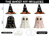 Halloween Decor Indoor, Set of 3 Ceramic Ghosts with Witch Hats, Cute Spooky Ghost Figurines for 61962924