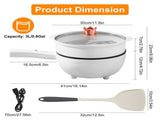 Electric Hot Pot Non-Stick Frying Pan Portable Rapid Noodles Cooker with Long Handle Steamer Spatula 92168508