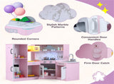Interactive Kids Play Kitchen with Ice Maker & Chalkboard, Corner Design Pretend Cooking Set with 58335209