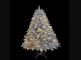 6FT Sliver Pre-Lit Artificial Christmas Tree, Hinged Full Tree with Metal Stand, 800 Branch Tips, 27922000