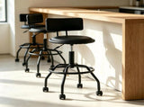 Adjustable Height Swivel Bar Stool with Wheels, 360&deg Rolling PU Leather Counter Bar Chair with 72362508