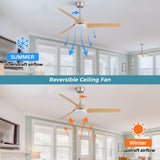 52 Inch Ceiling Fan with 22W LED Light and Remote Control 5 ABS Blades for Living Room W934P230528