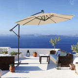 ZNTS 10 FT Solar LED Patio Outdoor Umbrella Hanging Cantilever Umbrella Offset Umbrella Easy Open 29447089