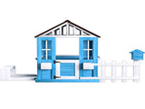 Outdoor Playhouse, Wooden Kids Play House w/Picnic Bench, Half Door, Windows, Mailbox, Fence, W2644P368997