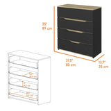 Zoe Dresser, Superior Top, Four Drawers -Black / Light Oak B07092120
