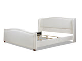 Carmen King Upholstered Wingback Panel Bed Frame, Antique White Polyester B2719P238234