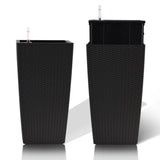 Pack of 2 Square Planter for Garden 22-Inch High Faux Rattan Design Flower Pot with Automatic W3213P311468