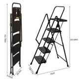 4 Step Ladder, Folding Step Stool with Non-Slip Wide Pedals, Soft Handle, Non-Slip Feet, Sturdy W2717P290420
