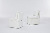 Linen Upholstered Armless Dining Chair with Casters and Storage space-set of 2,IVORY W2069P288875