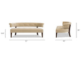 Jared Roll Arm Tufted Bench Settee, Fawn Brown Performance Velvet B2719P355287