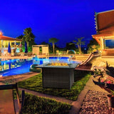 Outdoor Fire Pit 50,000 BTU Propane Gas Fire Table with Lid Fireplace with Glass Wind Guard Wicker 25297712