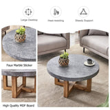 ZNTS Modern Gray Texture MDF Round Coffee Table - 31.4" Diameter.A modern retro circular coffee table W1151P209822