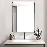 24x32 Inch Black Metal Framed Rectangular Bathrrom Mirror for Wall. W2203P302676