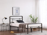 Single-layer Water Pipe Bed with Cross Design and Foot End Twin Black Iron Bed 91079255