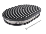 12" Oval Fully Finned Black AluminumElement Suit 4 Barrel Carbs Air Cleaner Fits for SBC Classic 81079775