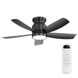 42 Inch Flush Mount Ceiling Fans with LED Light 22W and Remote Control 5 ABS Fan Blades for Bedroom W934P316651