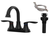 2-Handle 4-Inch Matte Black Bathroom Faucet, Bathroom Vanity Sink Faucets with Pop-up Drain and 29840335