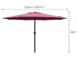 Outdoor 9ft Patio Umbrella with Crank Handle and Push Button Tilt, Outdoor Market Umbrella with 8 12798130