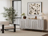 Modern Gray Lacquered 4 Door Wooden Cabinet Sideboard Buffet Server Cabinet Storage Cabinet, for W1435133312