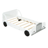 Twin Size Car-Shaped Platform Bed with Wheels,White WF311752AAK