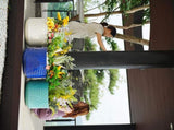 Handmade Ceramic Planter, 16 Inch Diameter, Teal Green with Textured Groove Pattern, for Monstera W3273P326368