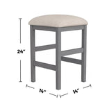 ZNTS Light Gray Set of 2pc Stools Kitchen Dining Room Furniture Beige Fabric Cushion Seat Chairs Stool B011P232973