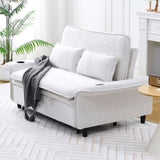 65.74-inch beige letter striped fabric multi-functional sofa bed, suitable for bedrooms and living W3371P311471