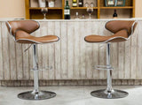 Masaccio Upholstery Airlift Adjustable Swivel Barstool with Chrome Base, Set of 2, Camel T2574P164834