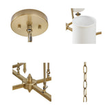 6-light Chandelier with Fabric Drum Shades B035P264528