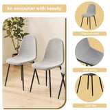 Dining Chairs Set of 4 modern kitchen dining chairs, linen padded seats, and sturdy black metal leg W1727P237778