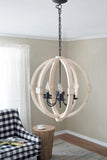 6 - Light Wood Chandelier, Hanging Light Fixture with Adjustable Chain for Kitchen Dining Room Foyer W2078138916