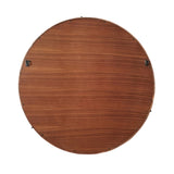 Hausen 31.5" Mid-Century Modern Round Accent Wall Mirror, Brown Walnut Wood & Veneer B2719P246002