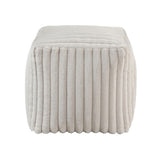 Square Pouf Plush Off-White Corduroy Fabric Upholstery Modern Ottoman, Footstool, Non-Slip Floor B011P251647